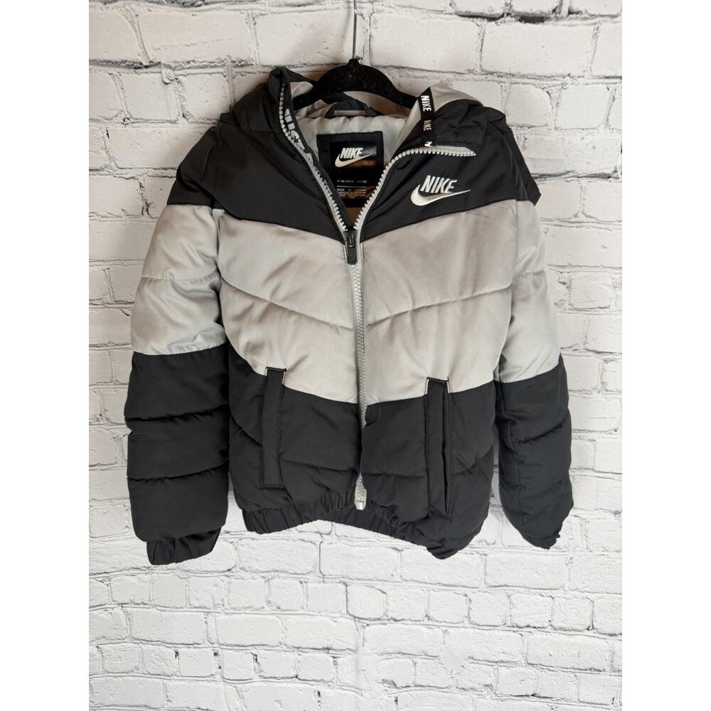 Toddler Boys‎ Grey and Black Puffer Nike Throwback Coat 4T Winter Swoosh